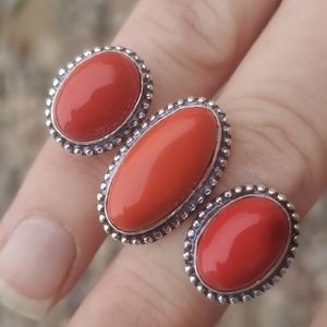 New Coral Double 925 Silver Knuckle Ring.